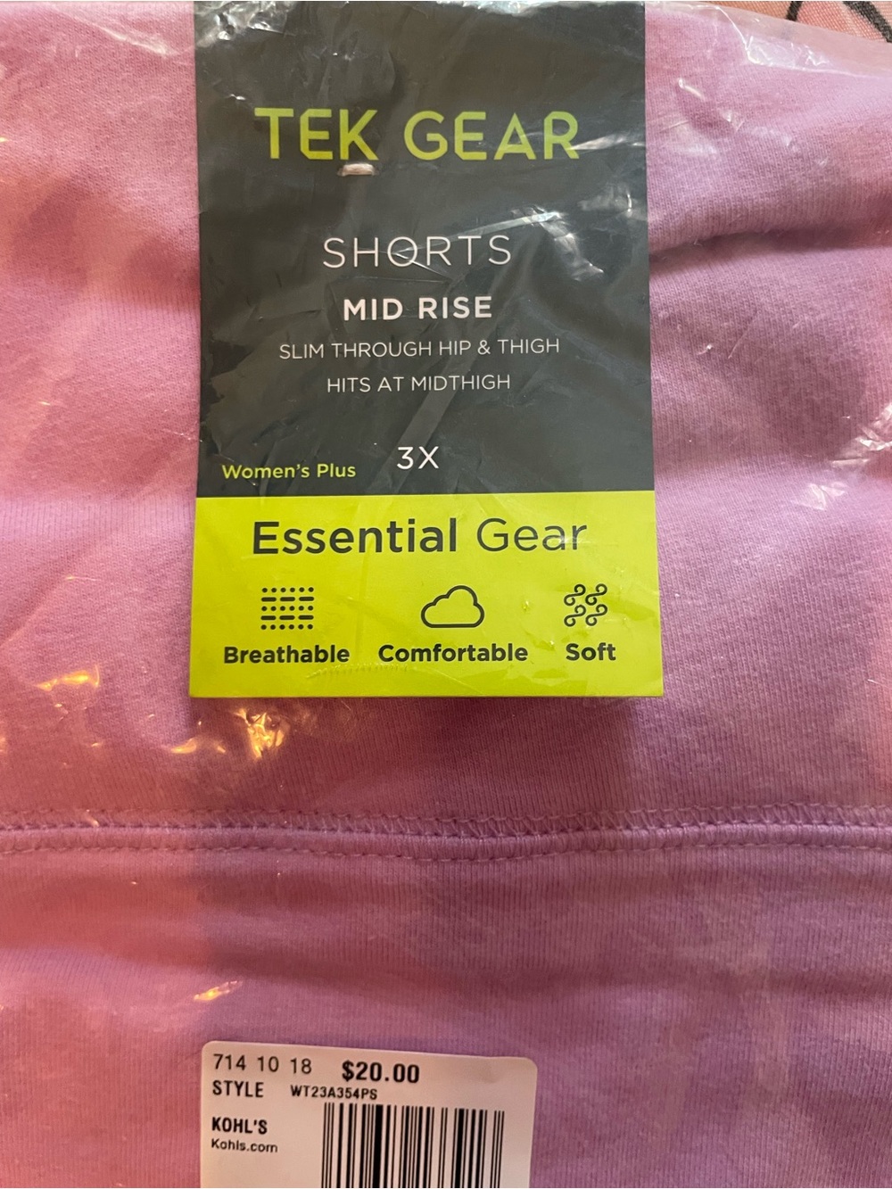 2 pair two gear Women’s Plus Mid-Rise Lavender Pink Athletic Shorts